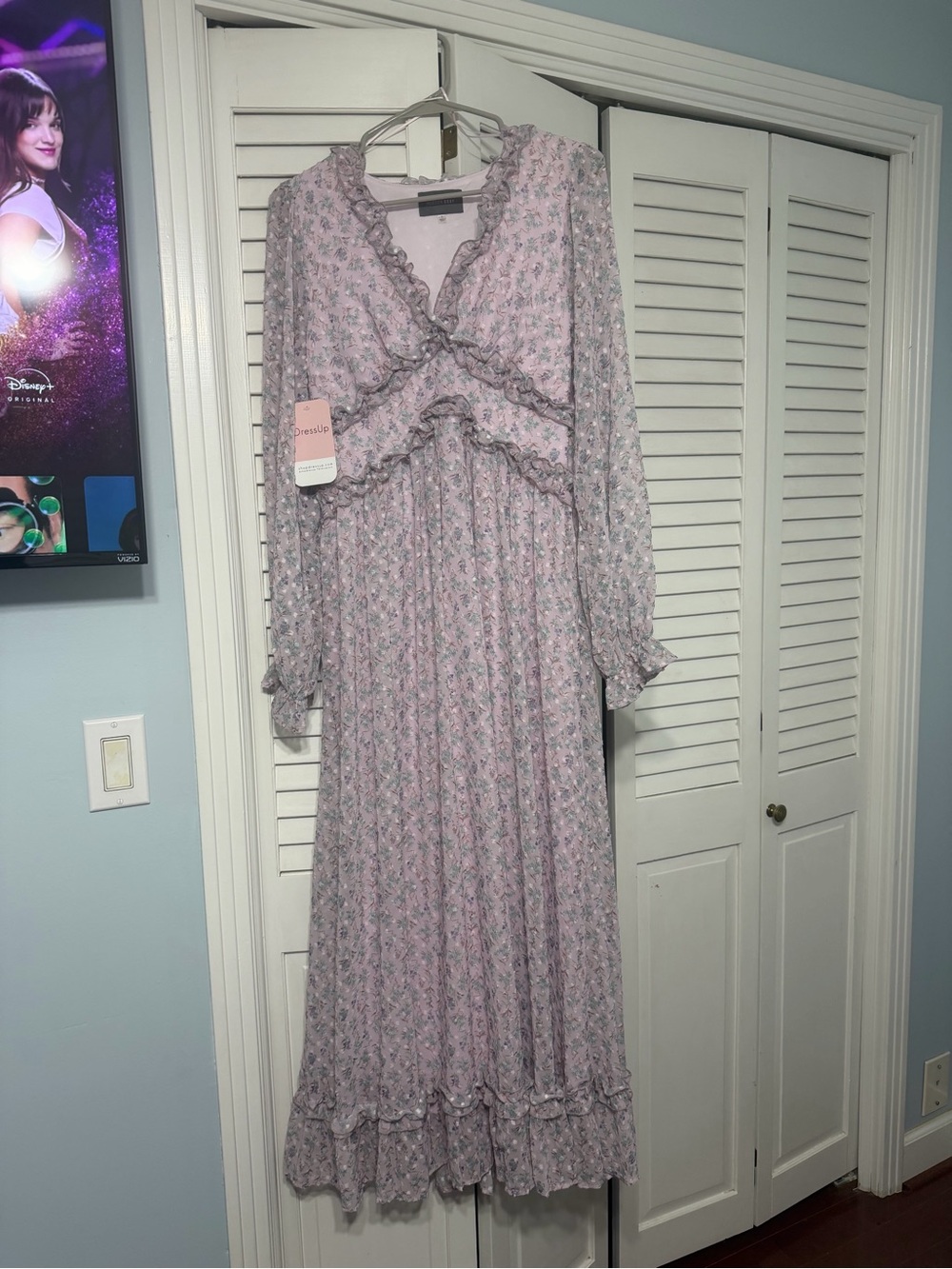 Lavender Floral Ruffle Maxi Dress by DressUp